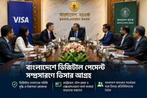 বাংলাদেশে ডিজিটাল লেনদেনের পরিধি বাড়ানো, পেমেন্ট ব্যবস্থার নিরাপত্তা জোরদার এবং বিভিন্ন জনসেবামূলক খাতে কার্ডভিত্তিক লেনদেন সম্প্রসারণ নিয়ে বাংলাদেশ ব্যাংকের গভর্নর মো. মোস্তাকুর রহমানের সঙ্গে বৈঠক করেছেন ভিসার এশিয়া প্যাসিফিক অঞ্চলের প্রেসিডেন্ট স্টিফেন কারপিন।